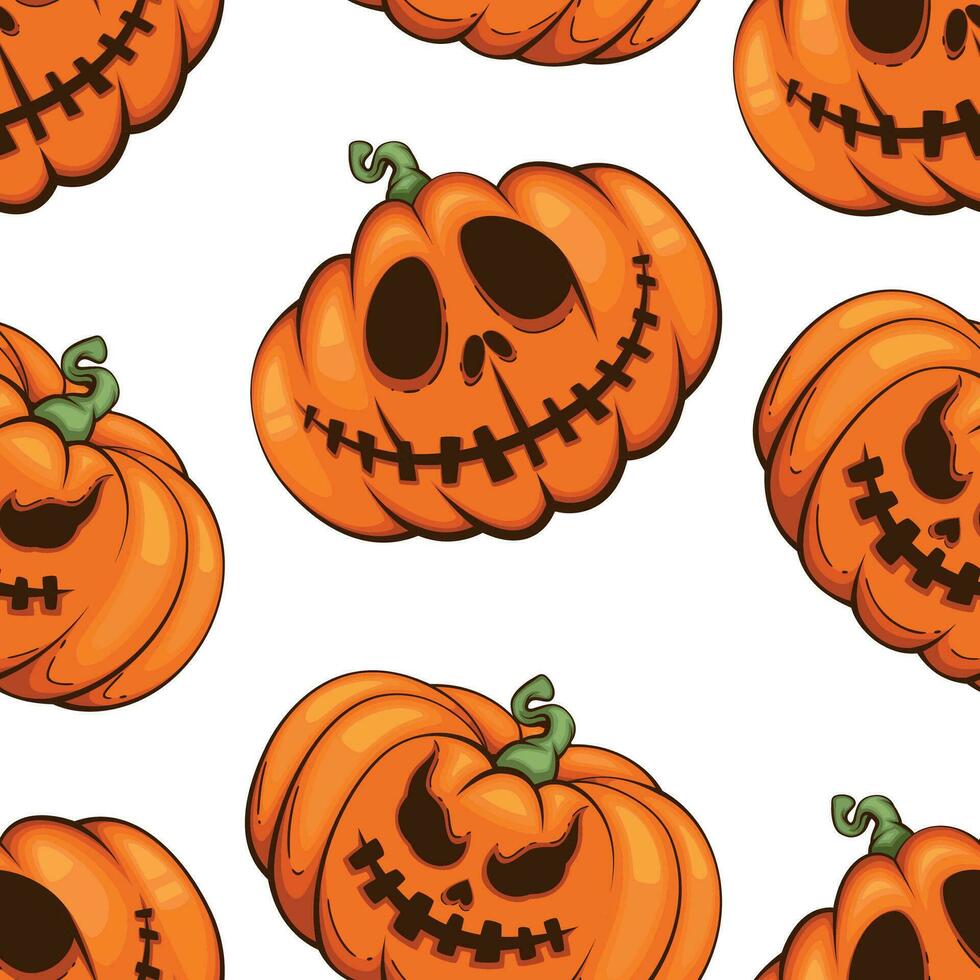 Víspera de Todos los Santos modelo diseño, de miedo calabaza mal antecedentes. escalofriante Víspera de Todos los Santos antecedentes con calabazas con de miedo caras, mal calabazas antecedentes vector