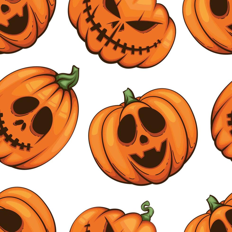 Víspera de Todos los Santos modelo diseño, de miedo calabaza mal antecedentes. escalofriante Víspera de Todos los Santos antecedentes con calabazas con de miedo caras, mal calabazas antecedentes vector