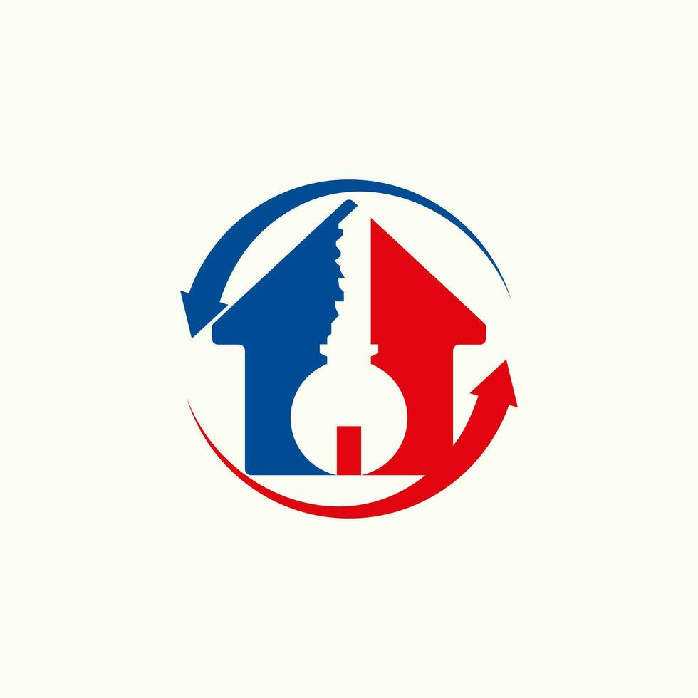 Logo design graphic concept creative abstract premium vector sign stock simple home key negative space with arrow recycle. Related house lock the door
