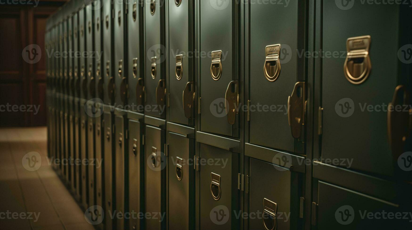 generativo ai, fila de alto colegio casilleros en el pasillo, armario habitación foto