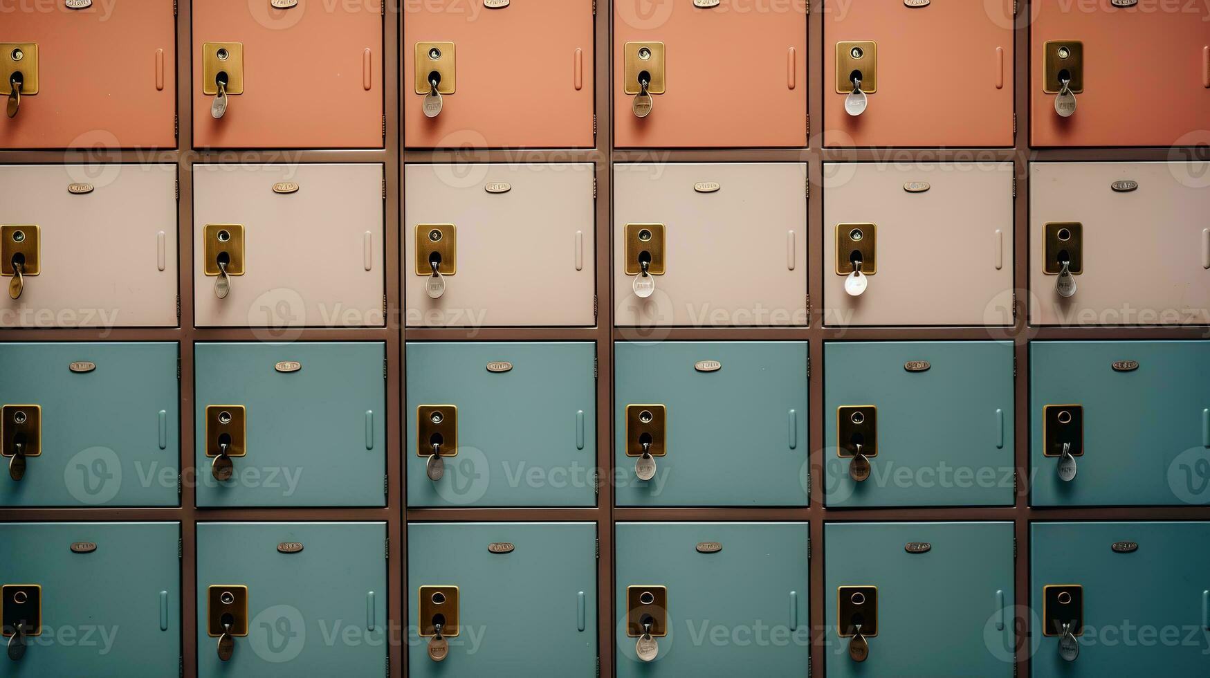 Generative AI, Row of high school lockers in the hallway, locker room photo