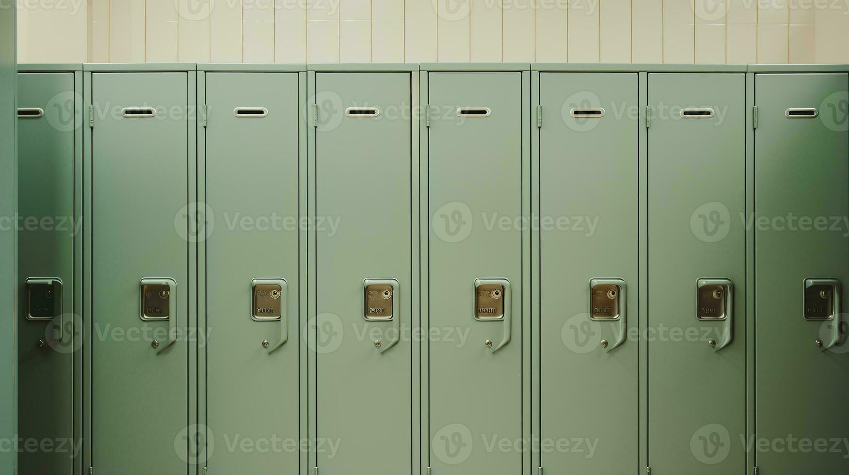 generativo ai, fila de alto colegio casilleros en el pasillo, armario habitación foto
