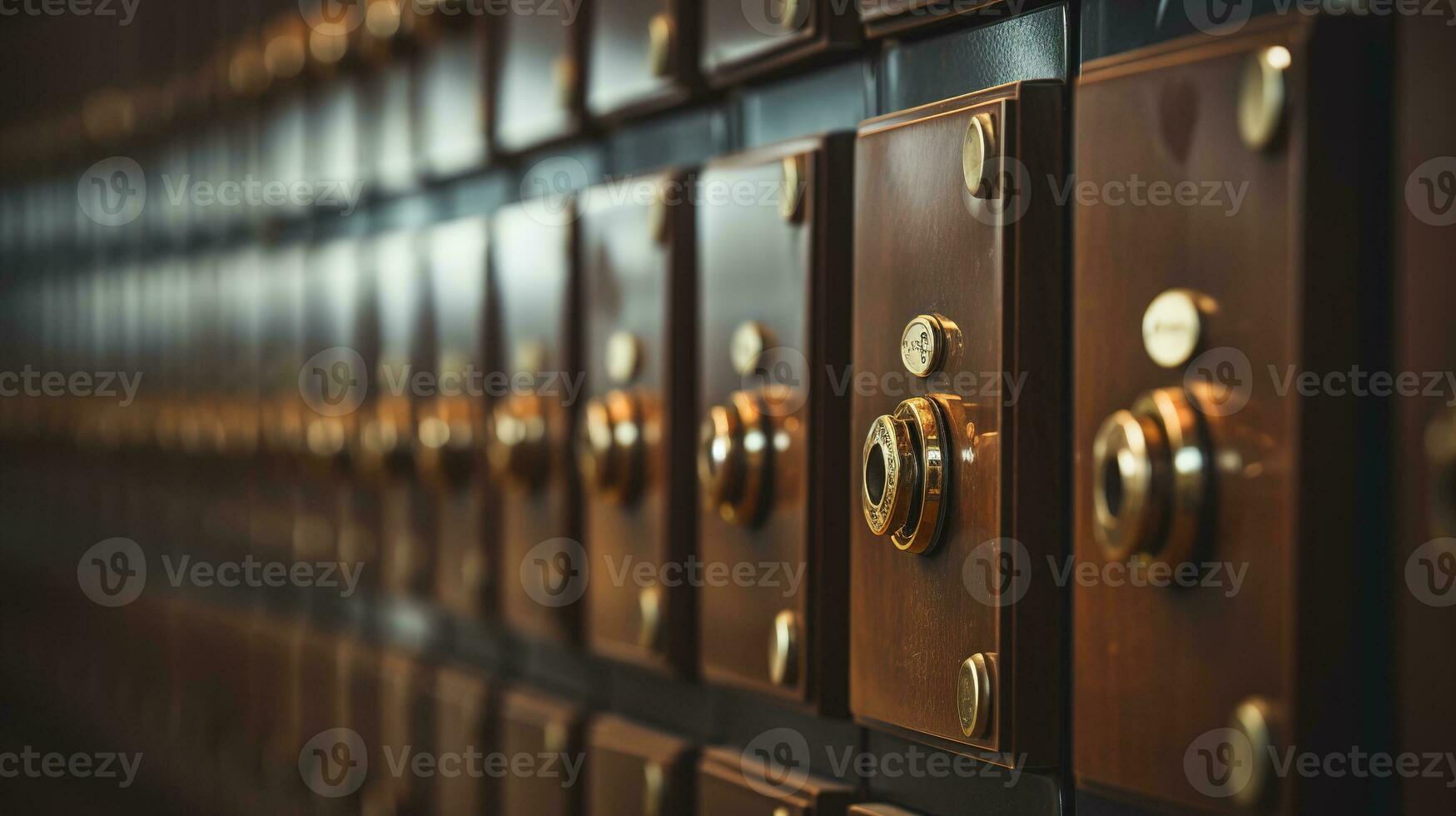 Generative AI, Row of high school lockers in the hallway, locker room photo