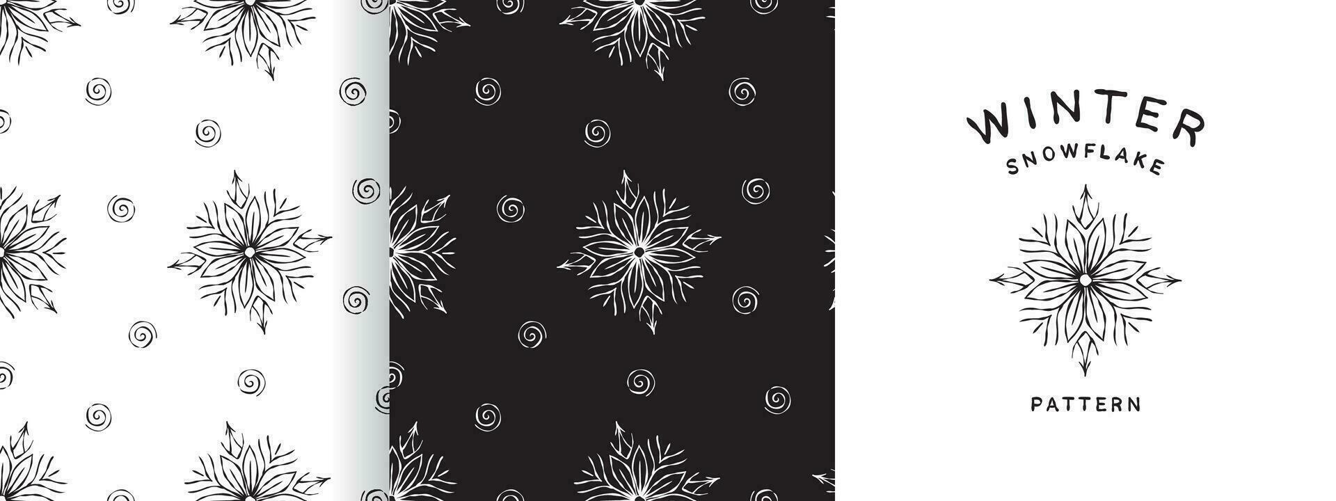 Snowflakes pattern. Hand Drawn snowflakes. Christmas design pattern. Vector scalable graphics