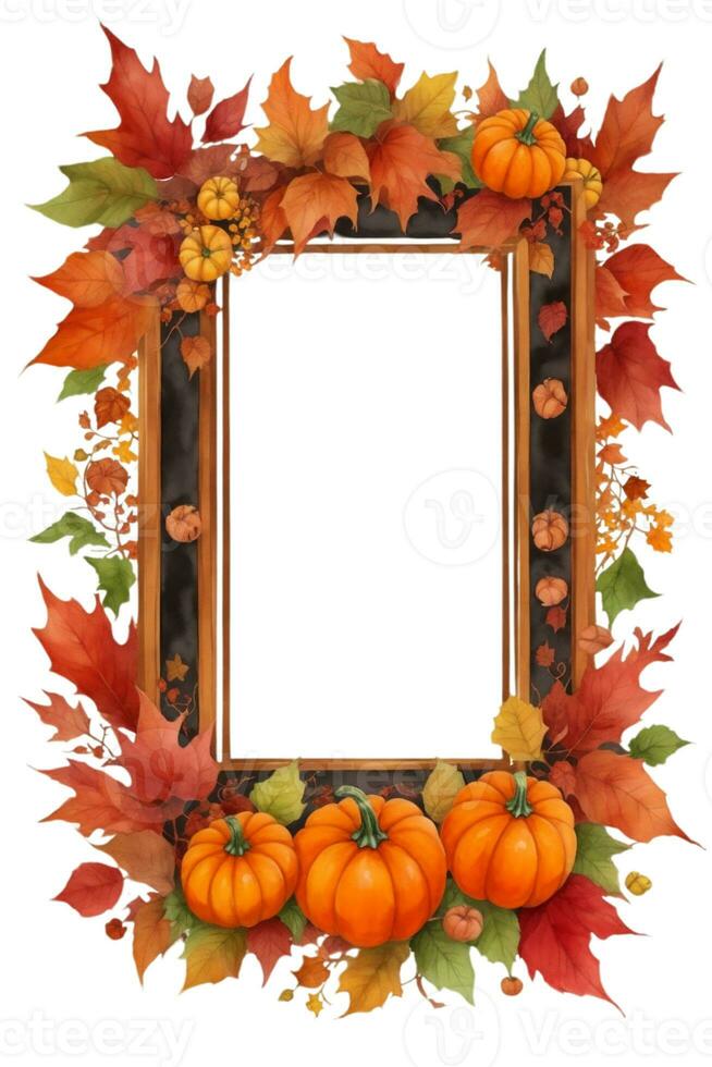 frame with pumpkins and autumn leaves graphics for thanksgiving day photo