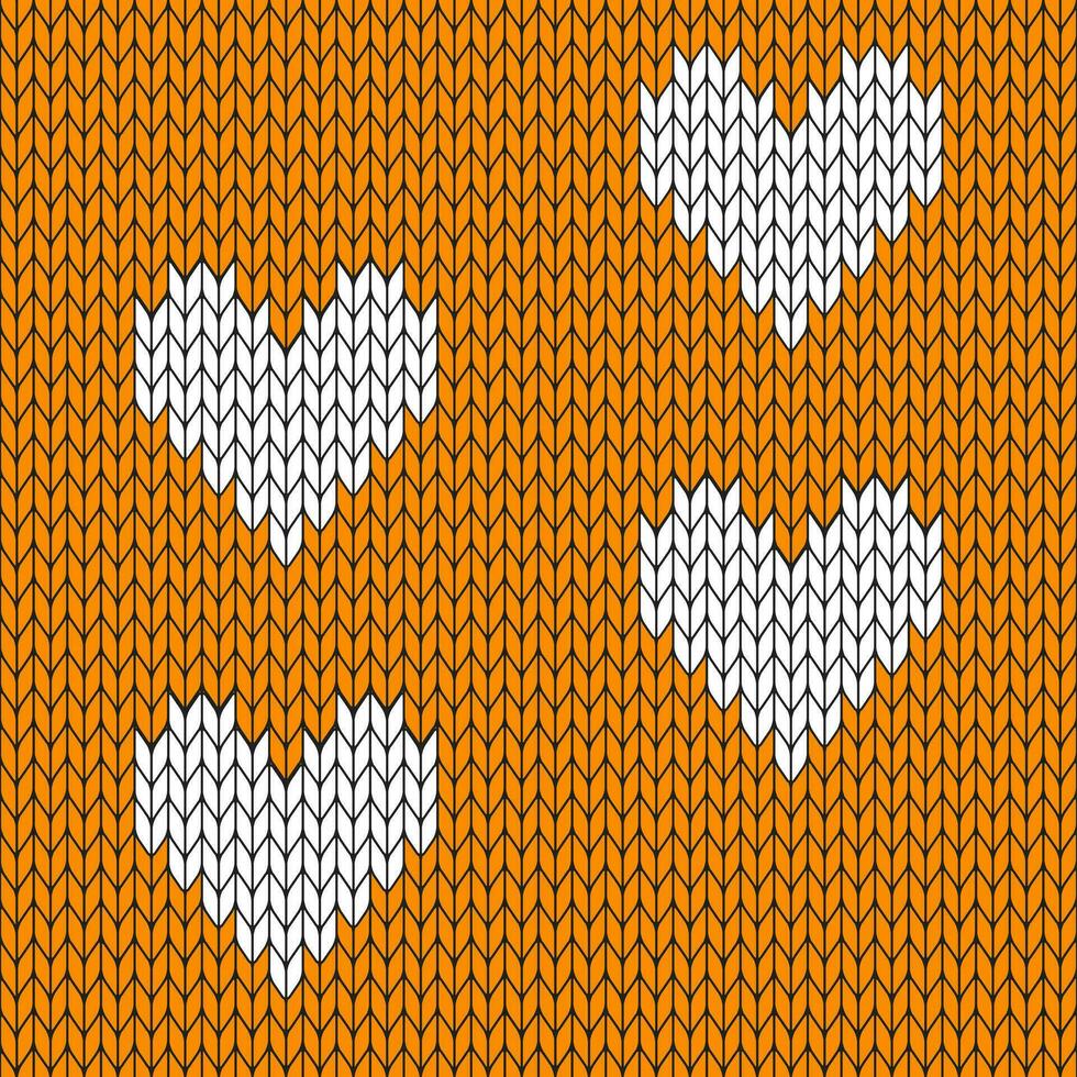Orange background and white knitted pattern. knitted vector pattern. Seamless gradient pattern for clothing, wrapping paper, backdrop, background, gift card.