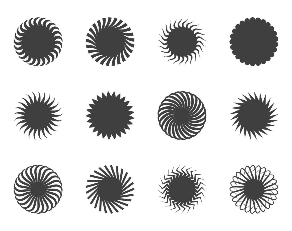 Spiral and swirl motion twisting circles design element set. vector