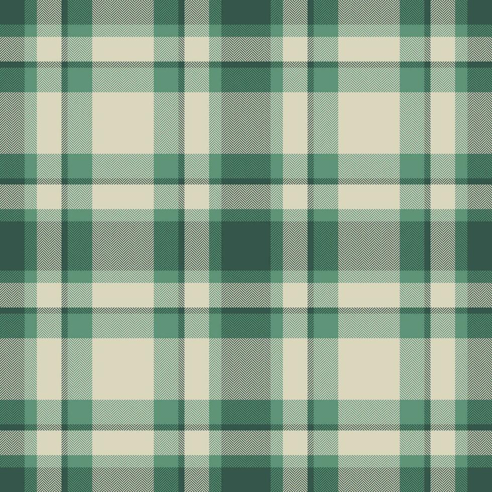 Plaid seamless pattern in green. Check fabric texture. Vector textile print.