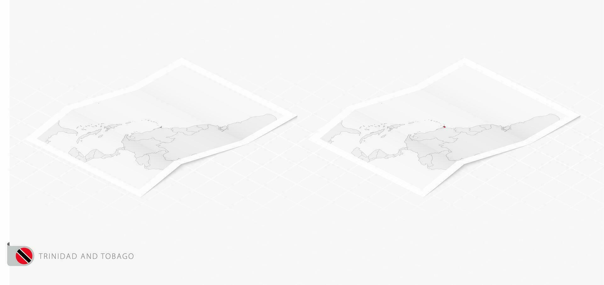 conjunto de dos realista mapa de trinidad y tobago con sombra. el bandera y mapa de trinidad y tobago en isométrica estilo. vector