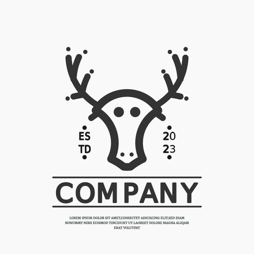 stag head line art logo design template vector