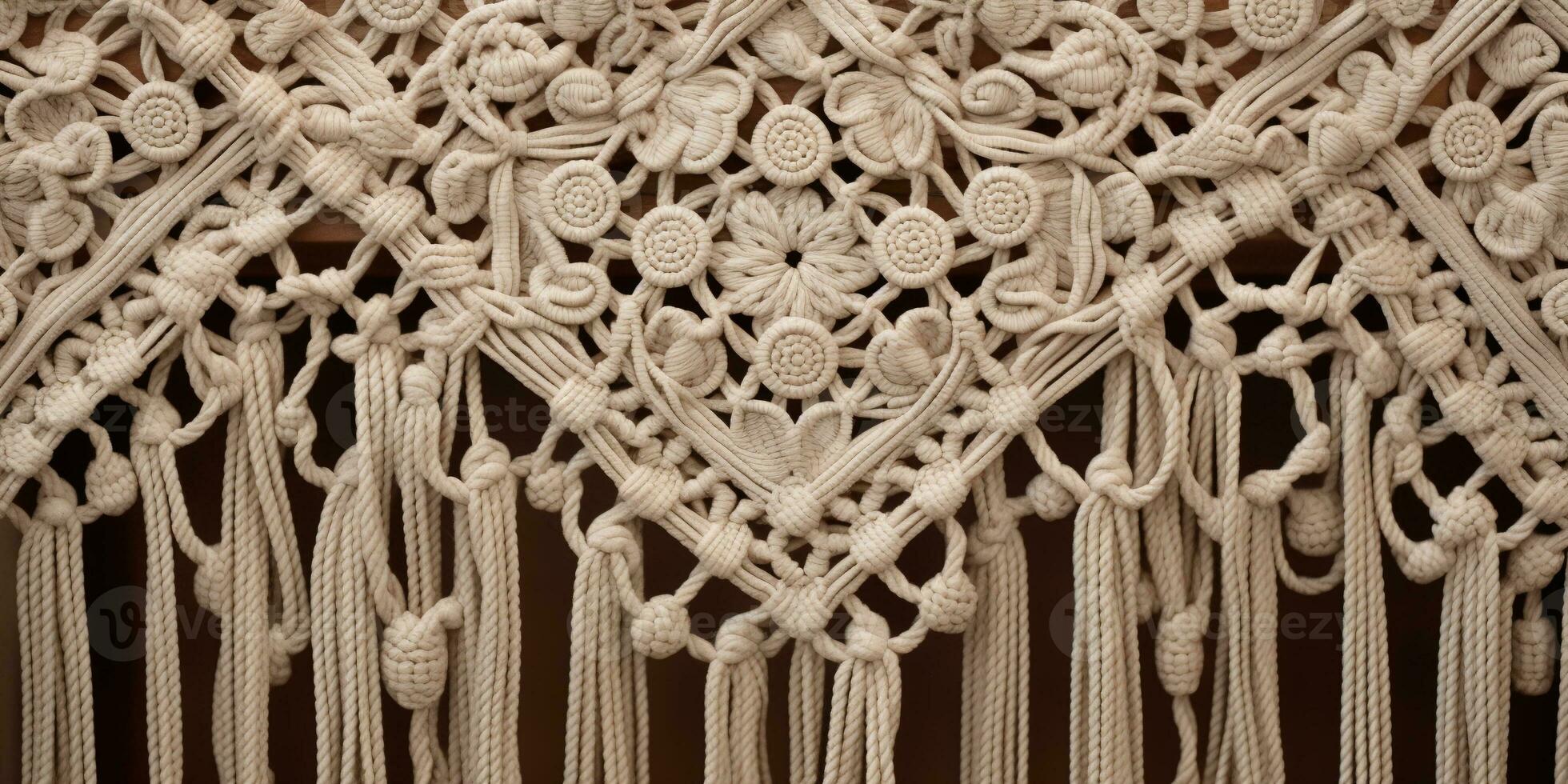 Generative AI, Close-up of hand made macrame texture photo