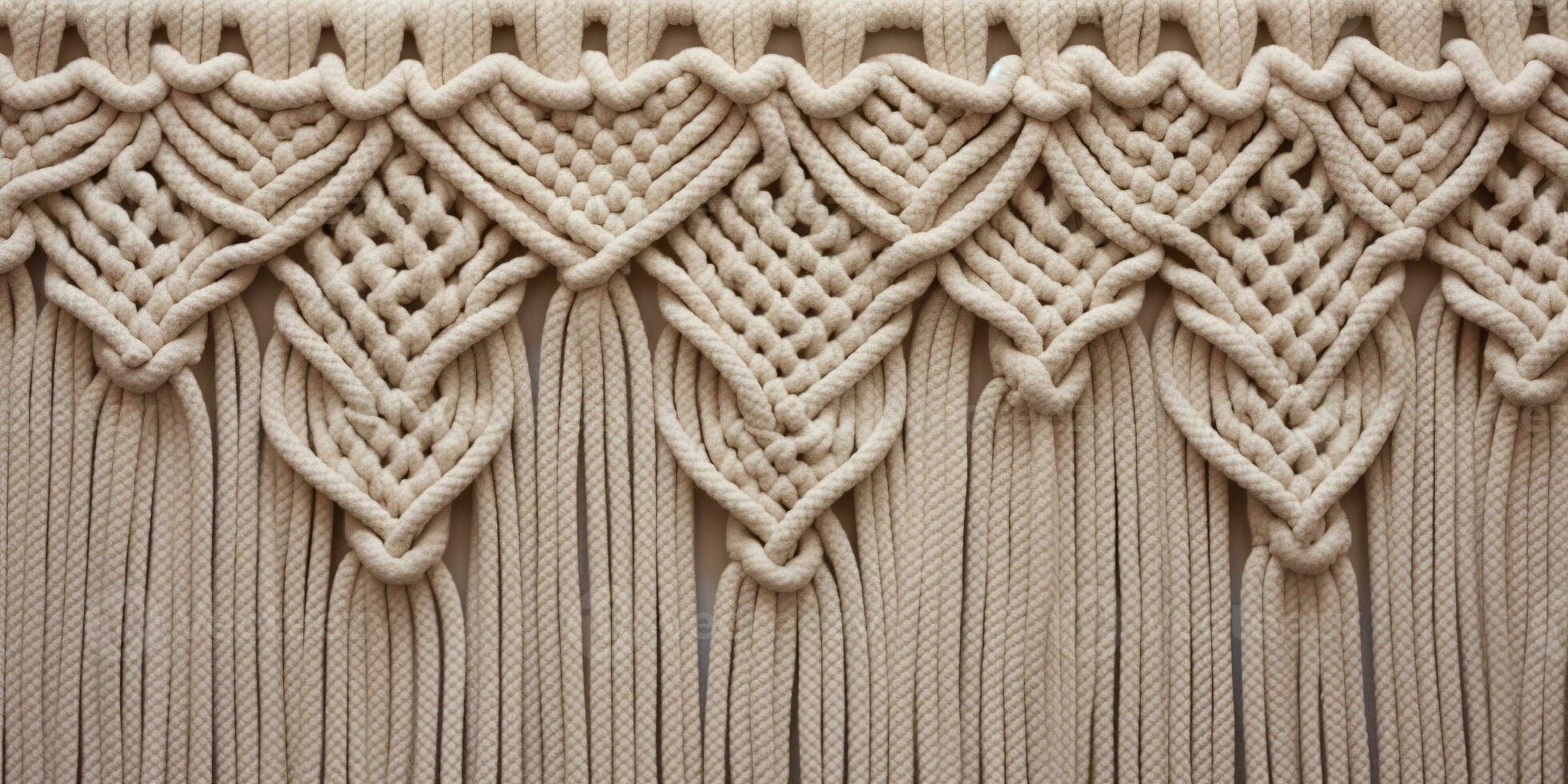 Generative AI, Close-up of hand made macrame texture photo