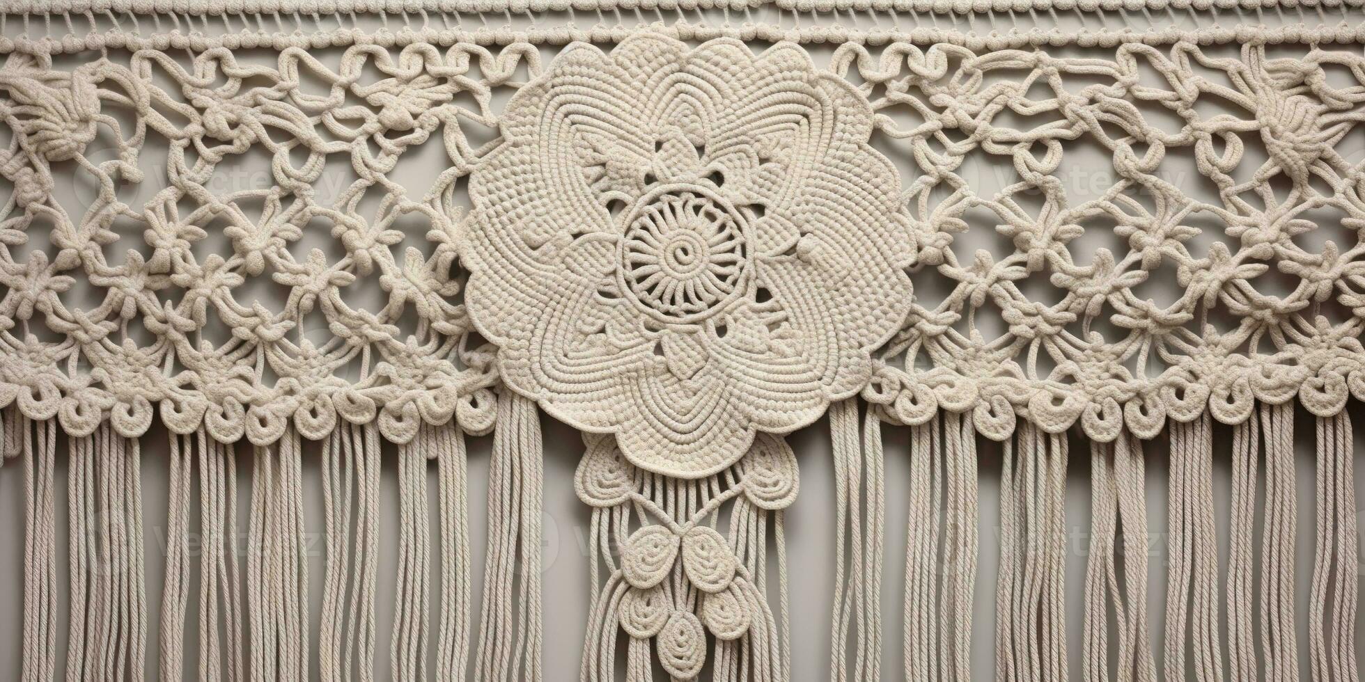 Generative AI, Close-up of hand made macrame texture photo