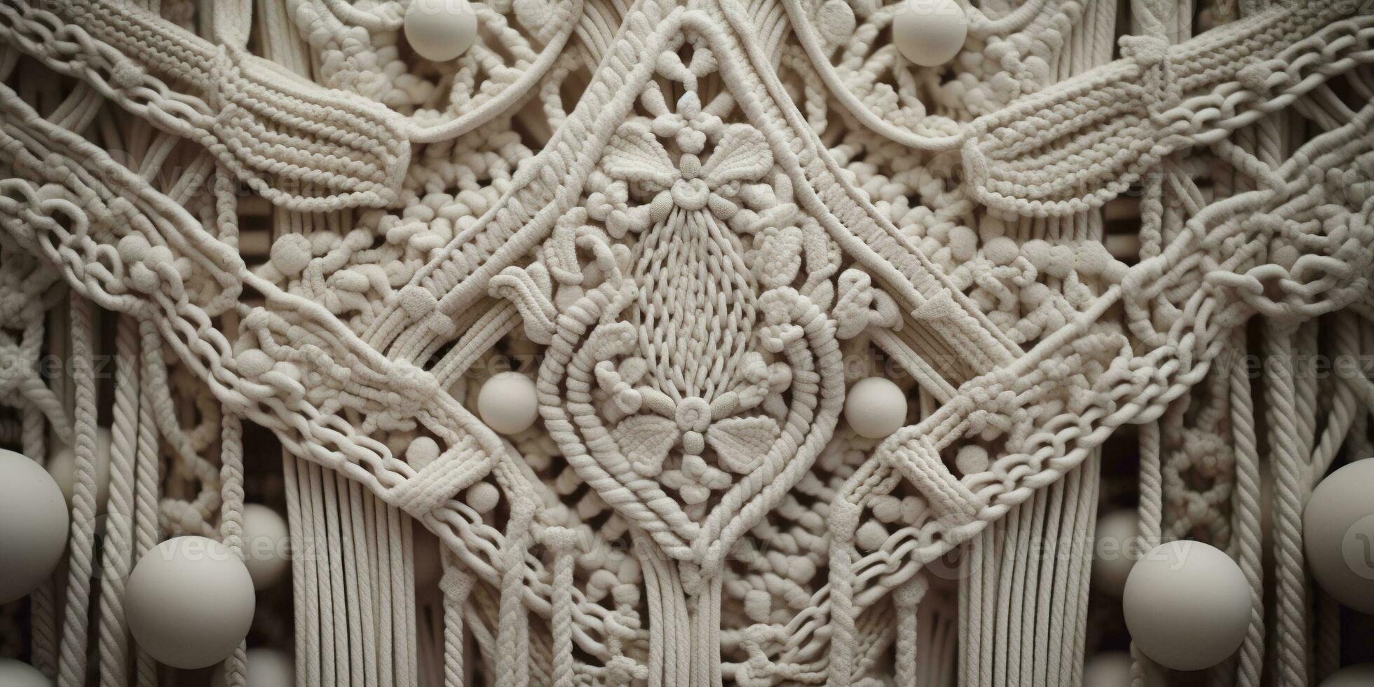 Generative AI, Close-up of hand made macrame texture photo