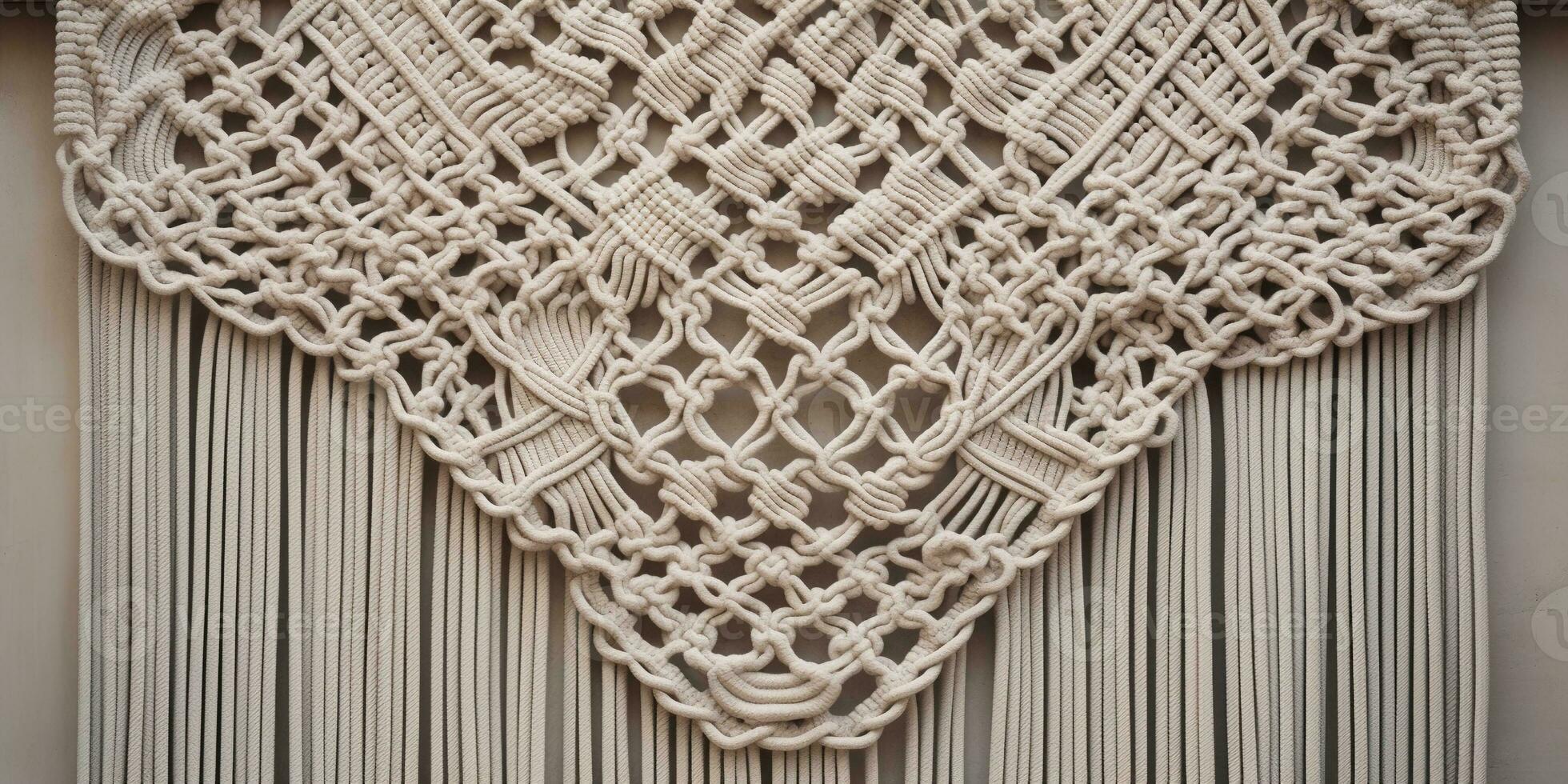 Generative AI, Close-up of hand made macrame texture photo