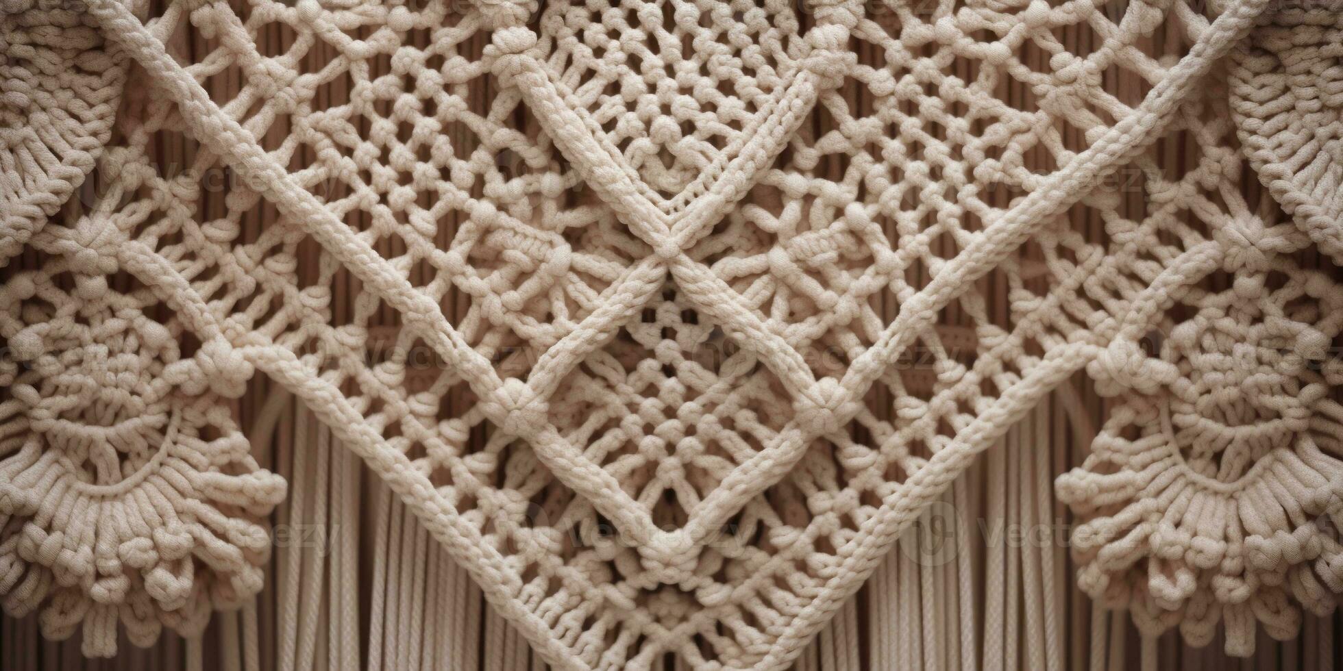 Generative AI, Close-up of hand made macrame texture photo