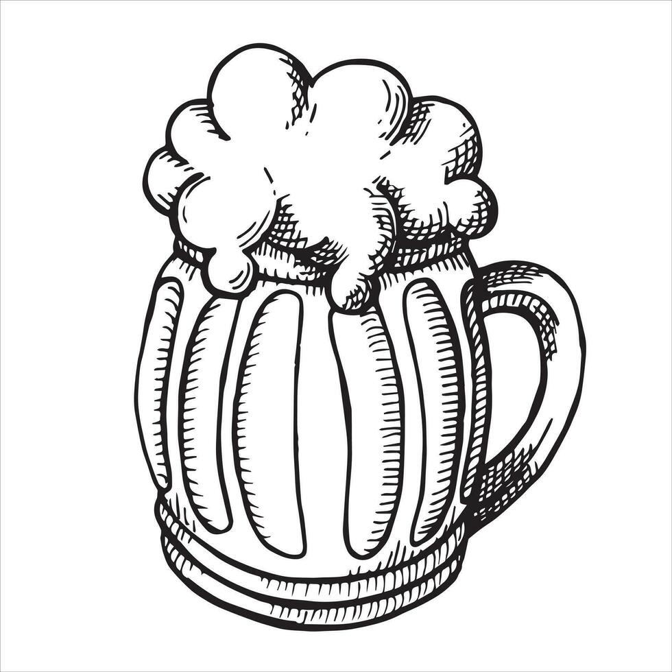 vector drawing of a beer mug in sketch style. vintage illustration on the theme of October fest