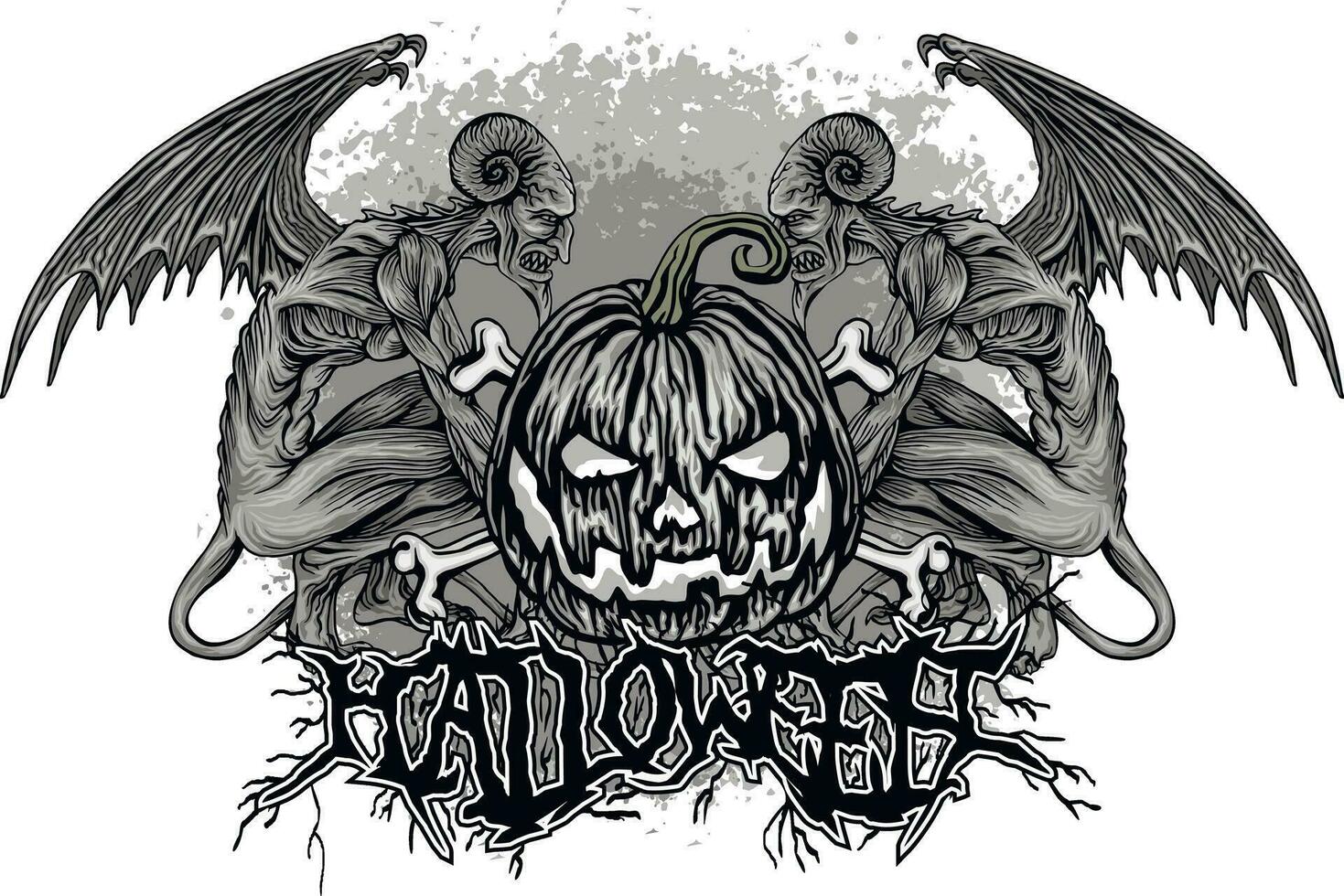 halloween pumpkin, grunge.vintage design t-shirts vector