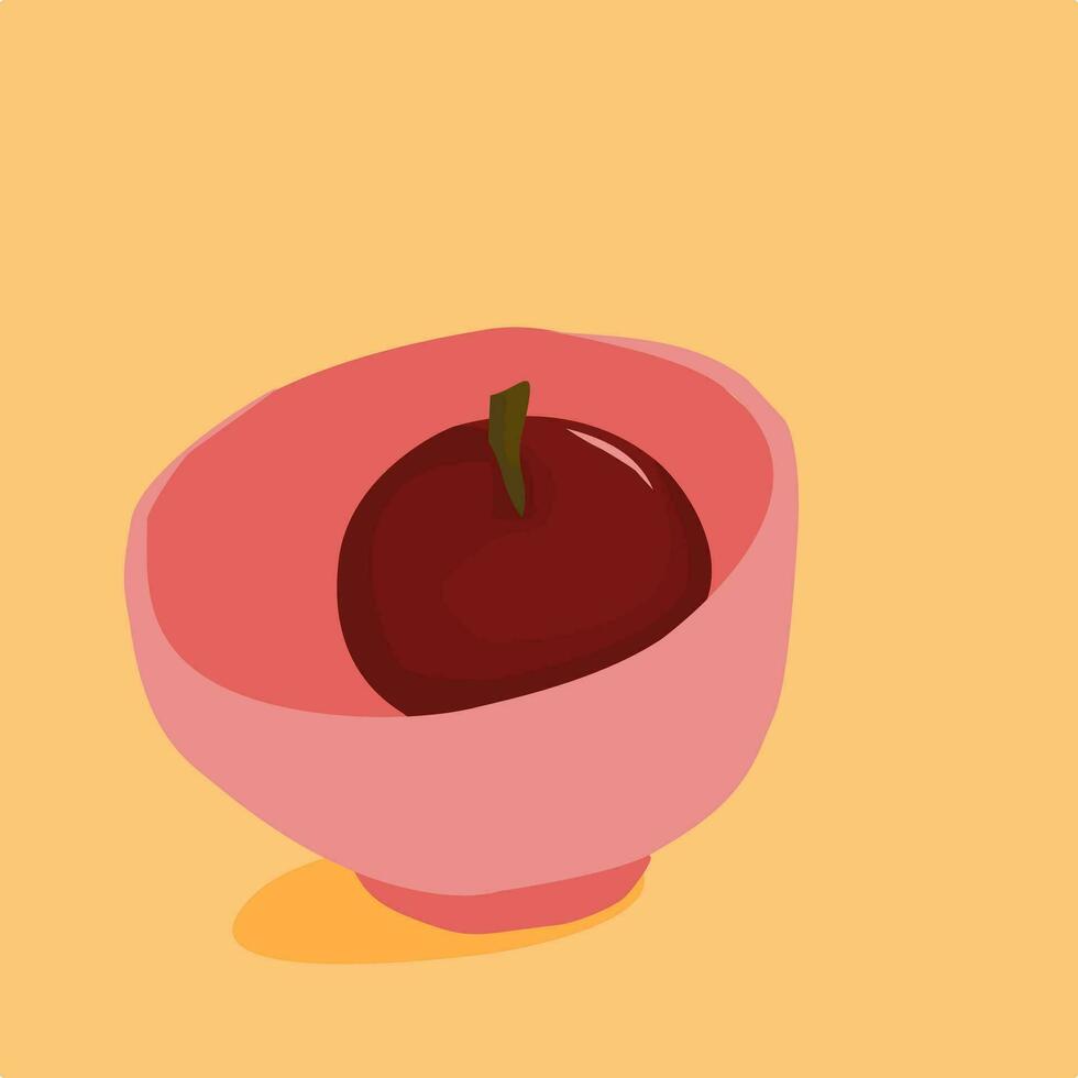 Red Apples in a Bowl Vector Illustration