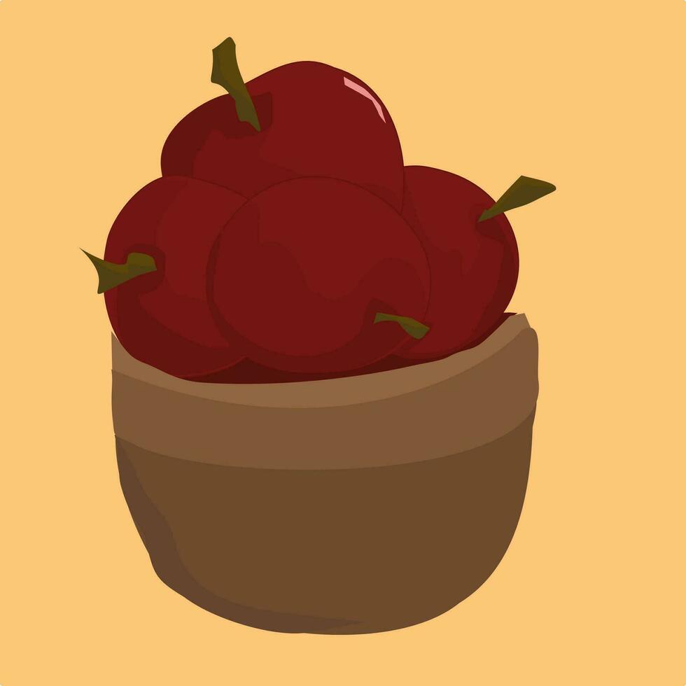 Assorted Apples in a Container Vector Illustration