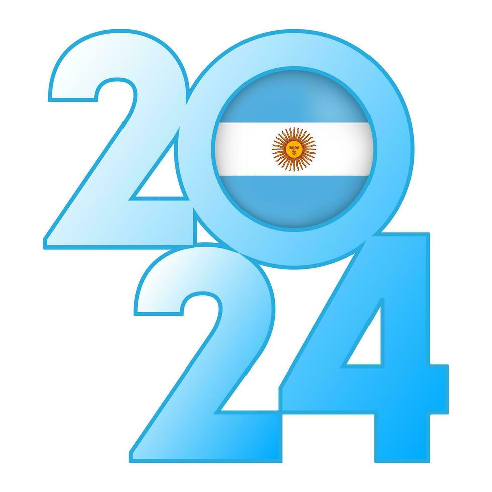 contento nuevo año 2024 bandera con argentina bandera adentro. vector ilustración.