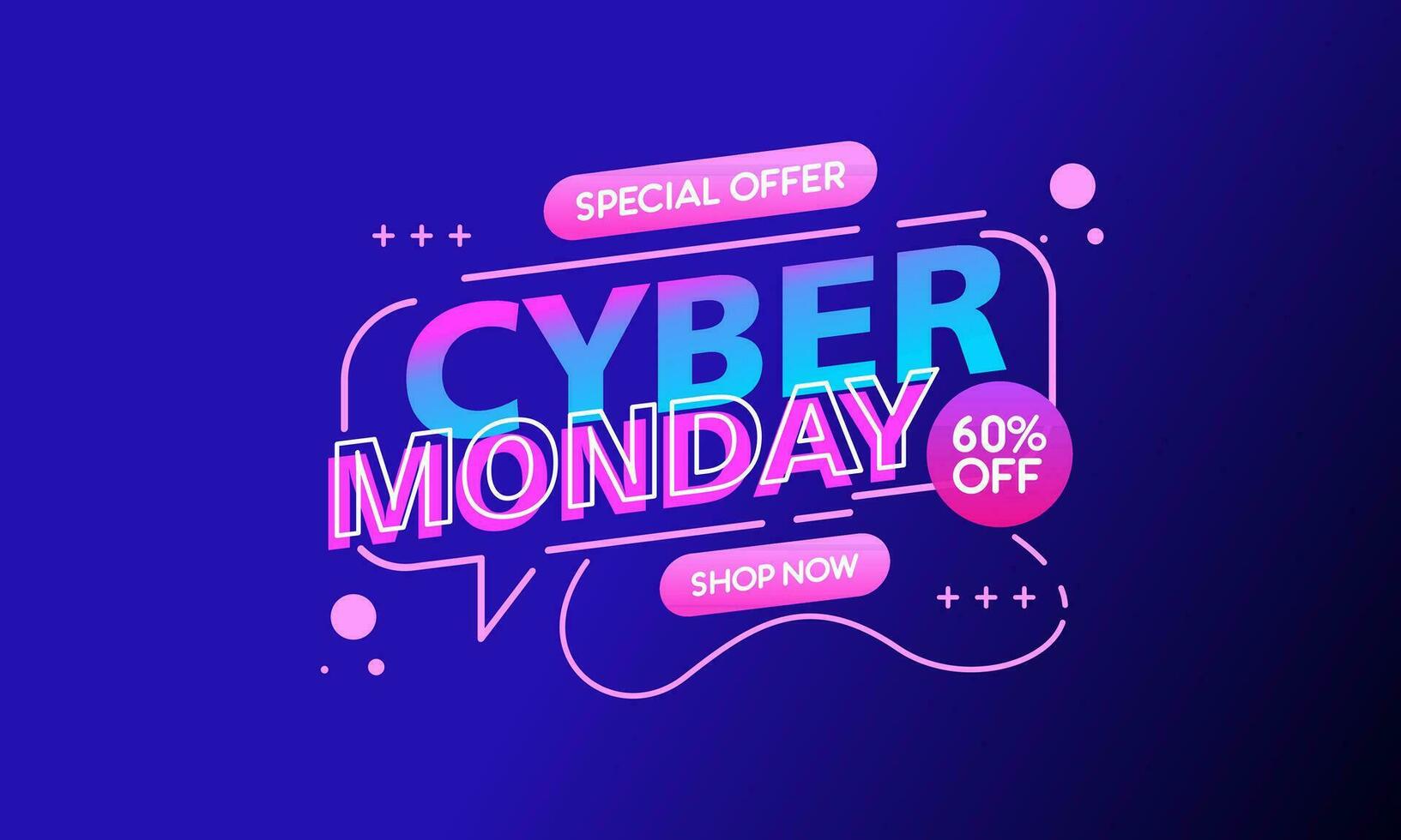 Gradient Cyber Monday Sale Banner Isolated on Dark Background vector