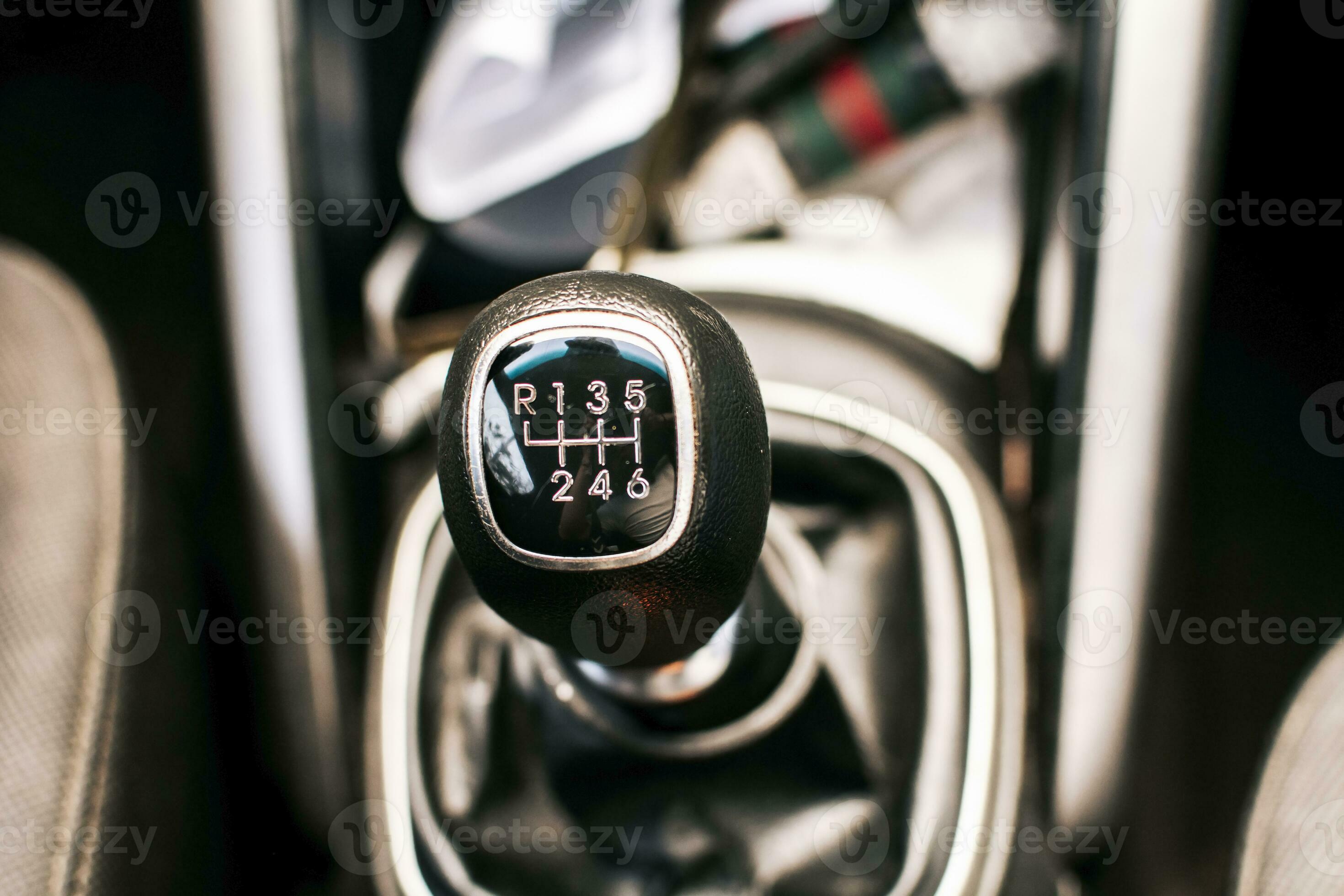 Close up of a car gear stick manual transmission, Manual gear lever of