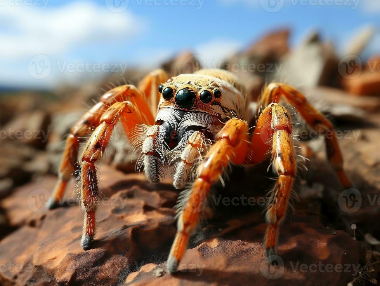 Close-up highly detailed MACRO shot of the spider generative ai photo