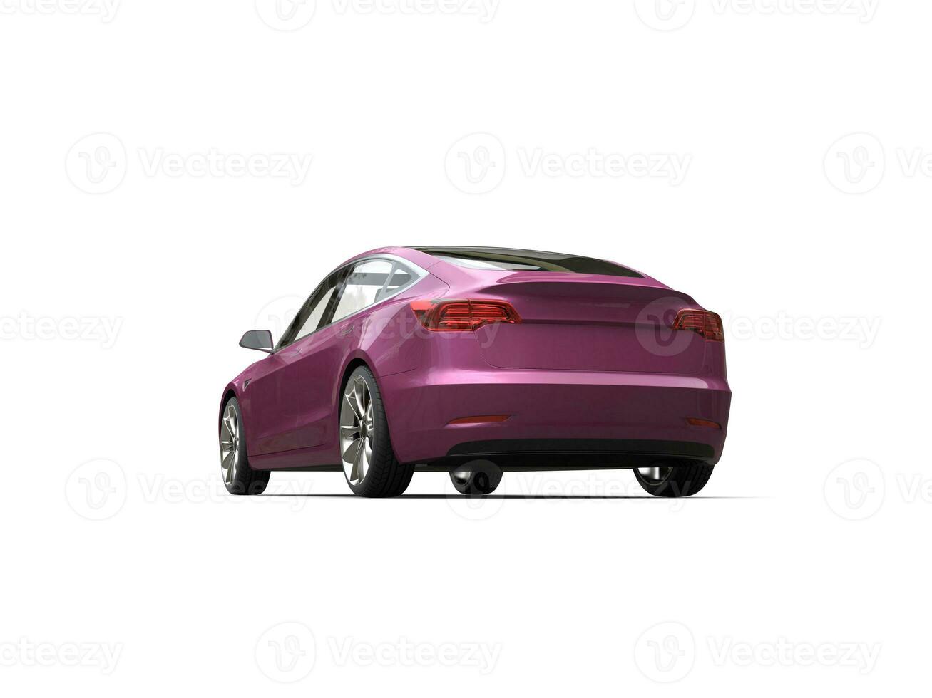 Metallic violet modern electric car - back view photo