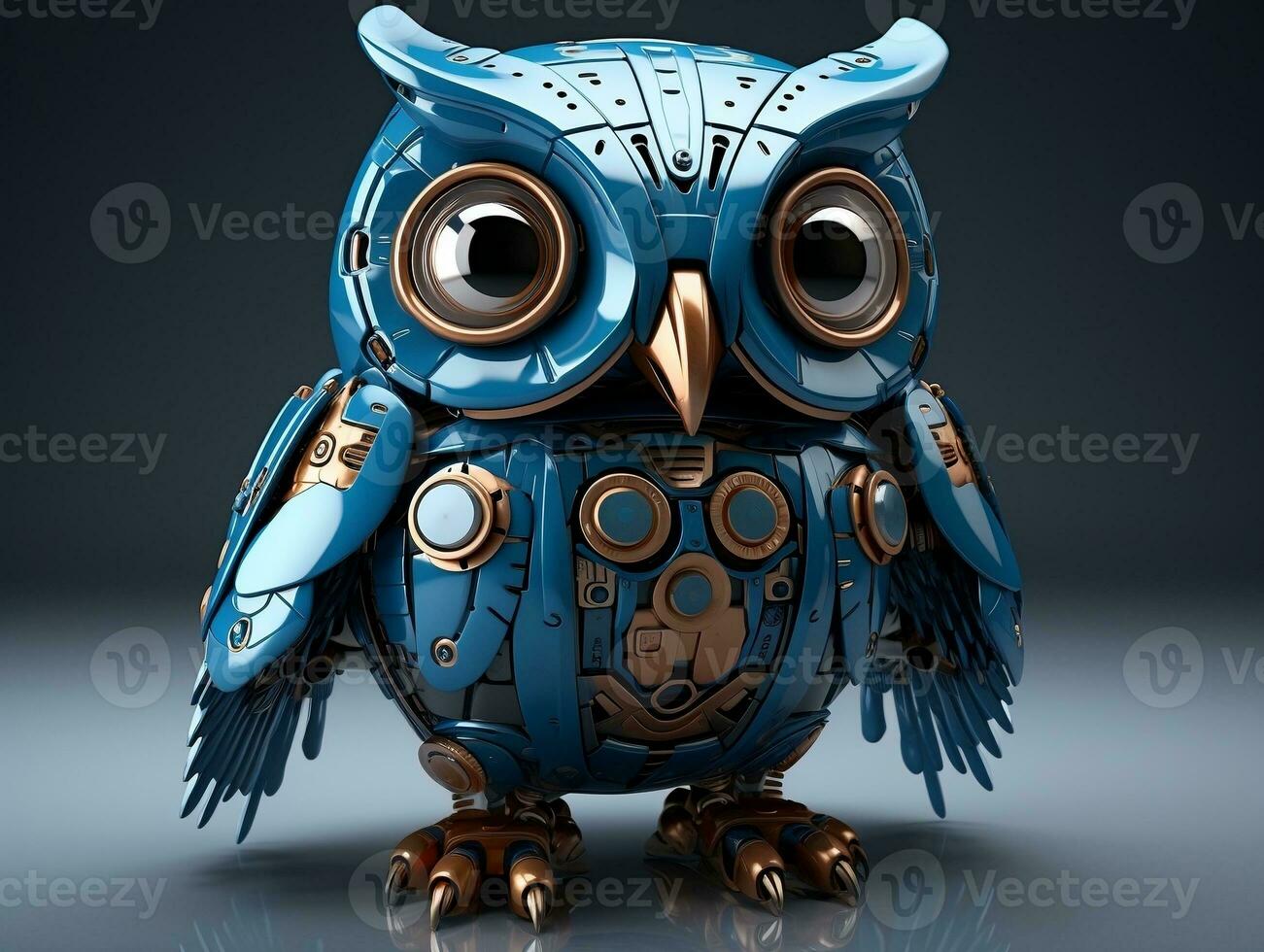 Charming owl robotic bird with isolated white background generative ai photo