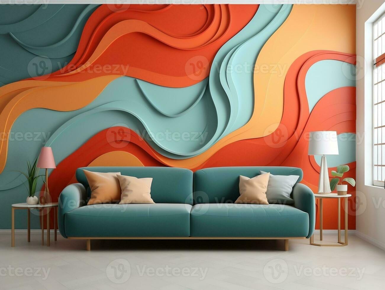 Abstract seamless pattern geometric shape sleek and modern interior graphic pattern for a living room accent wall generative ai photo
