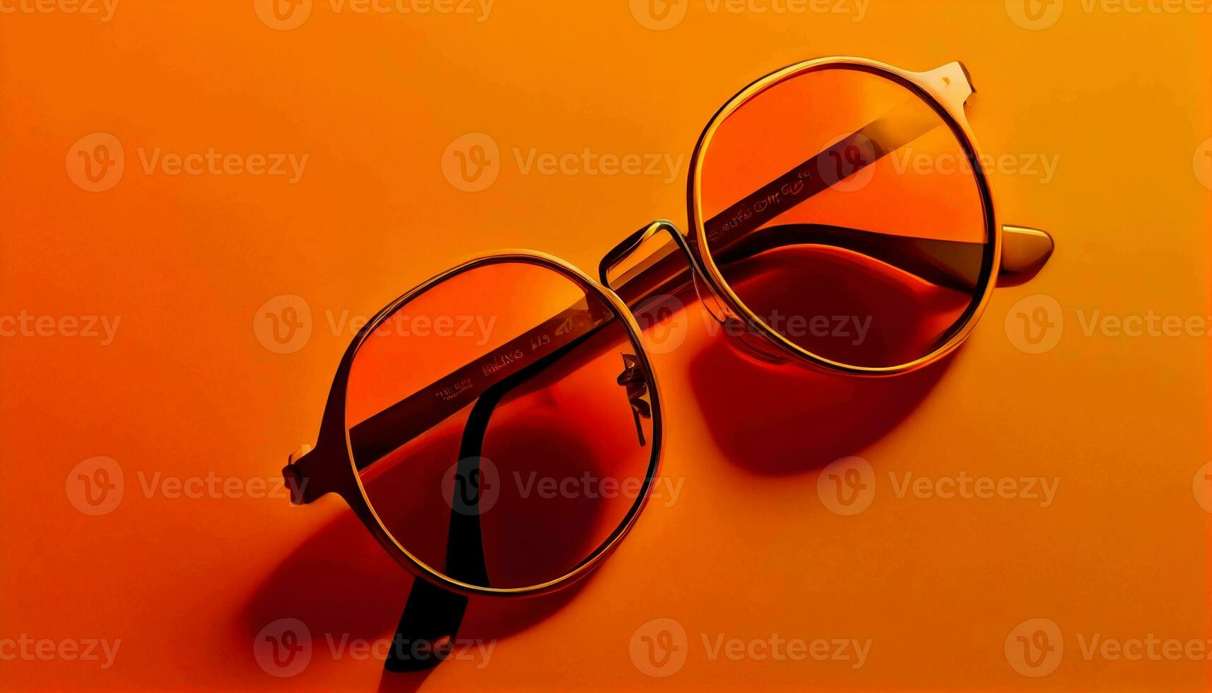 Retro old-fashioned sunglass on vibrant orange background generative ai photo