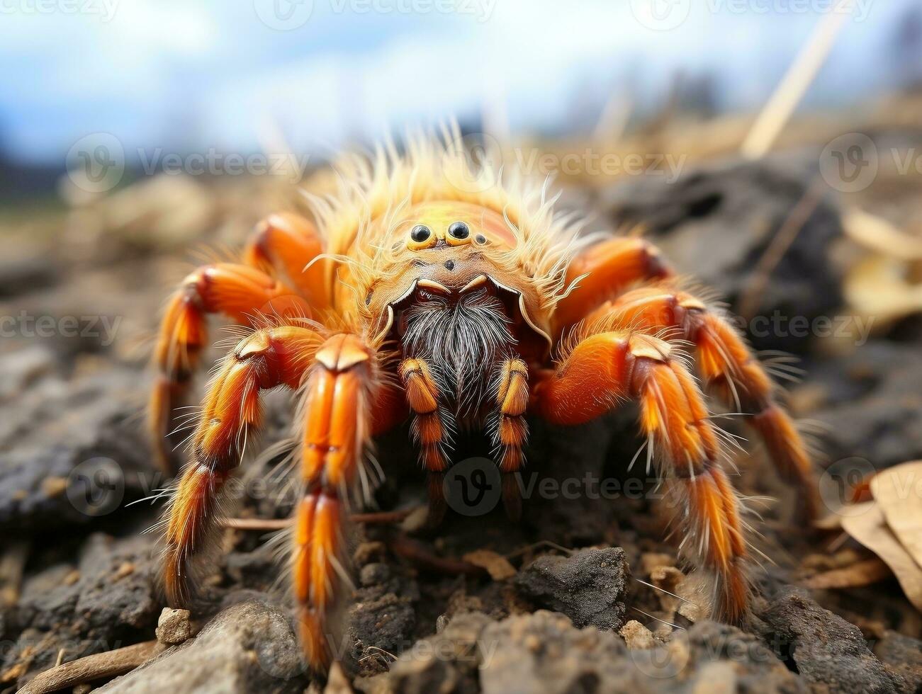 Close-up highly detailed MACRO shot of the spider generative ai photo