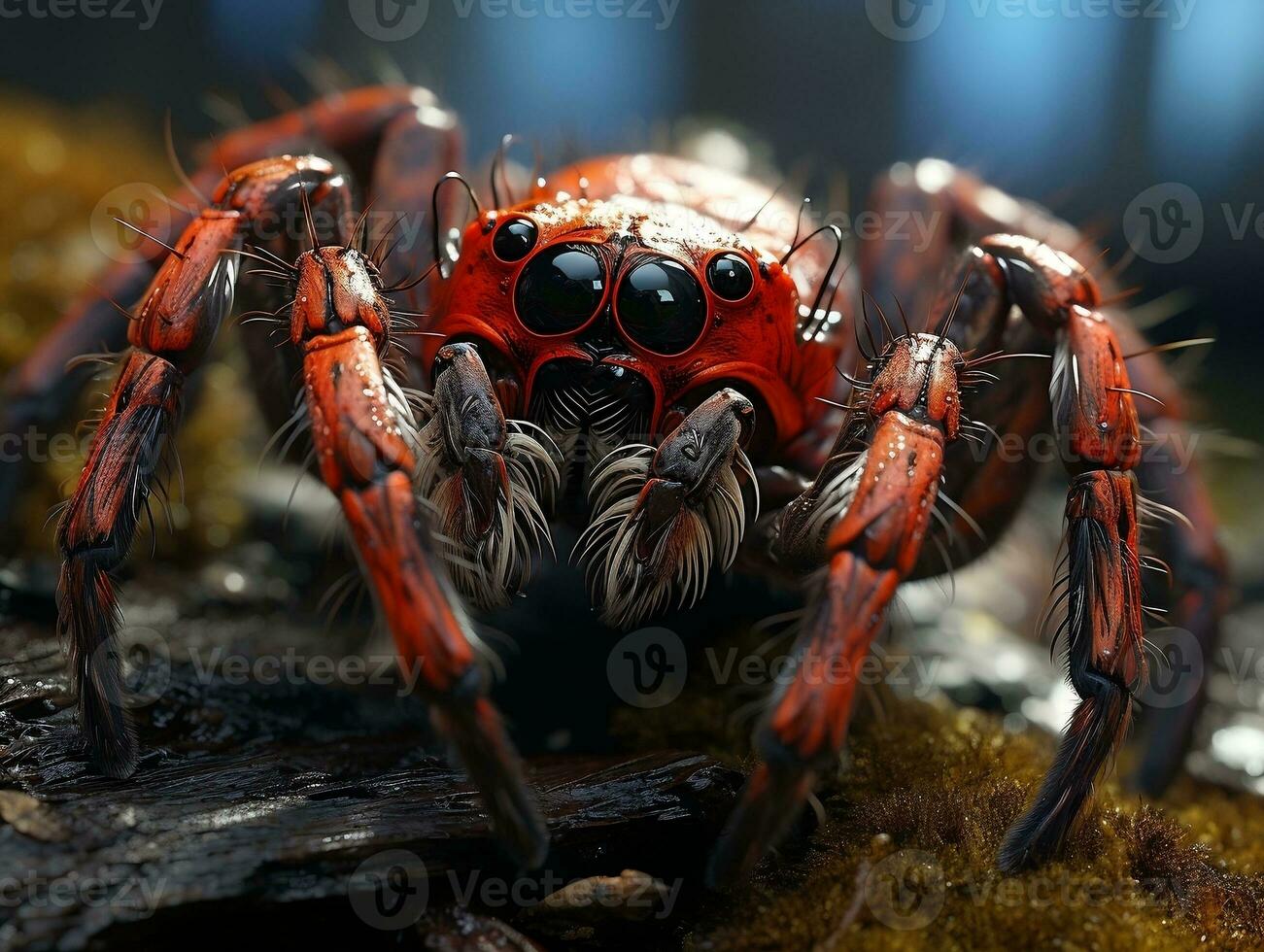 Close-up highly detailed MACRO shot of the spider generative ai photo