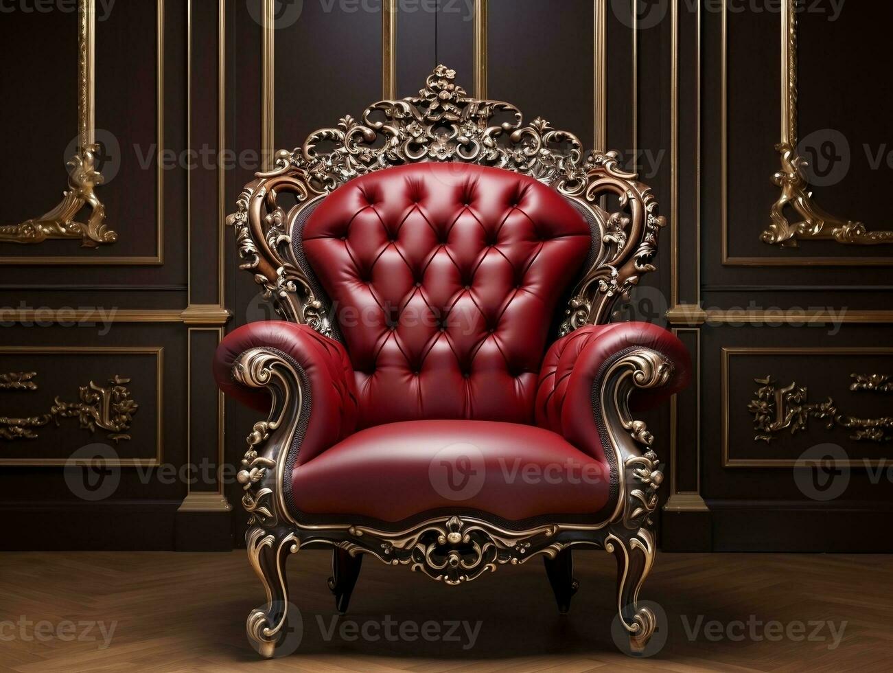 Luxurious red classic-style baroque seat armchair generative ai photo