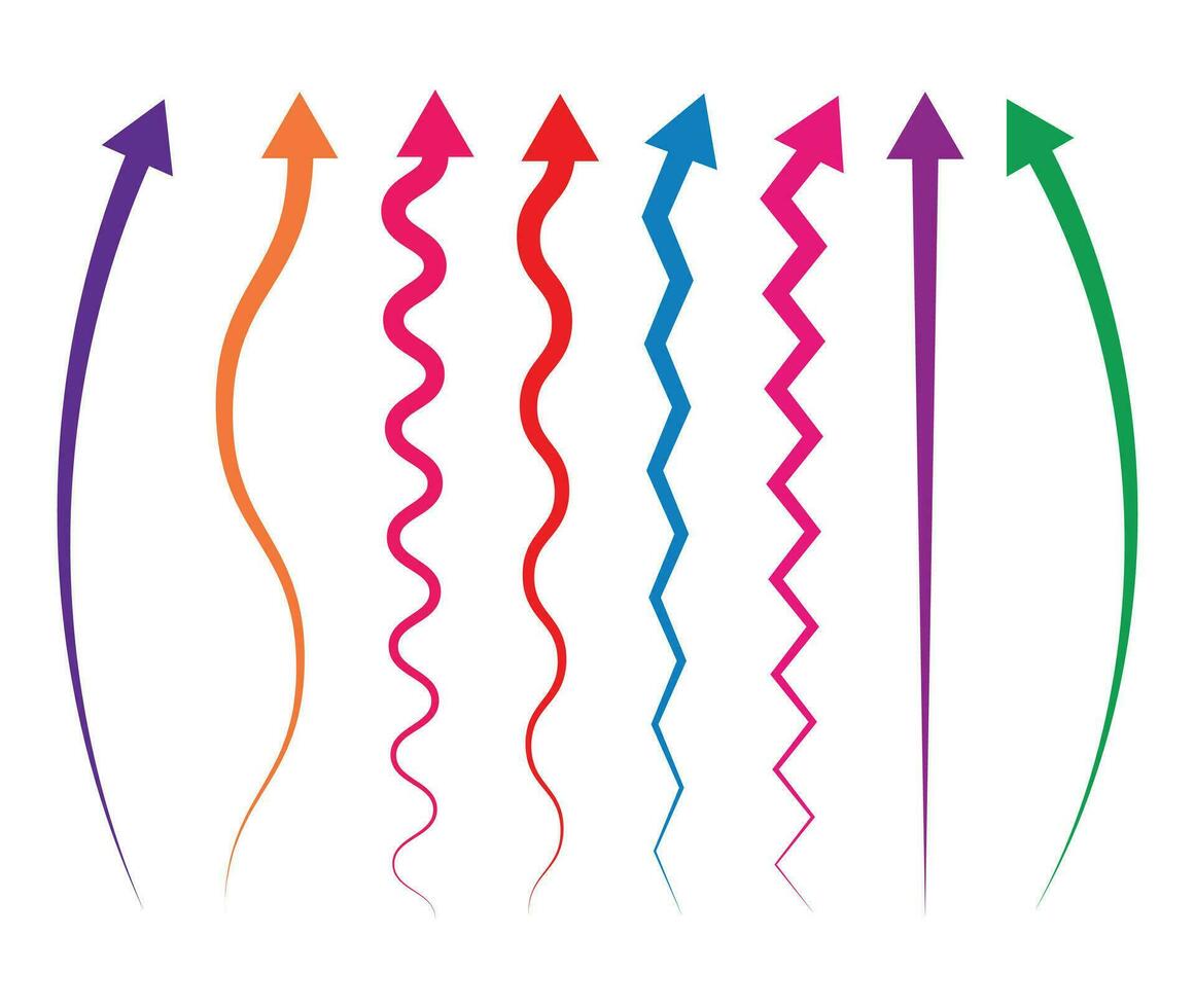 Different colorful arrows set vector illustrations.