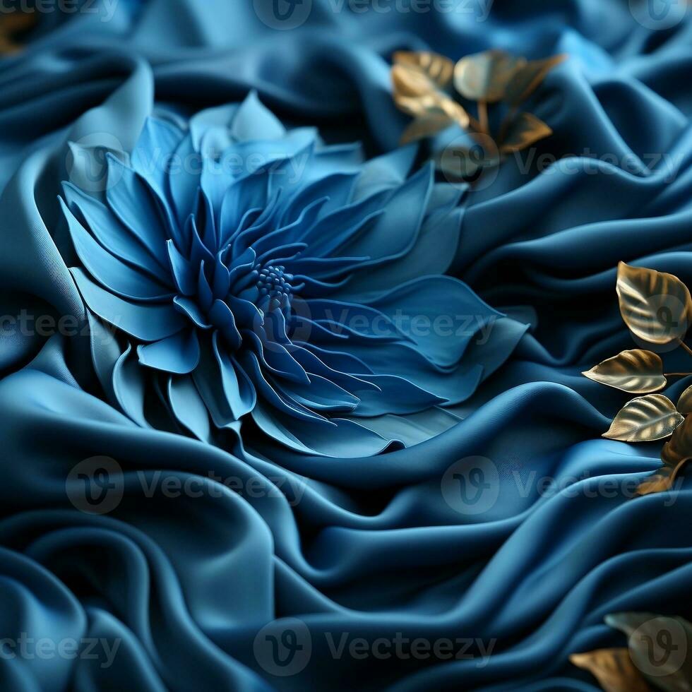 High-quality blue fabric with many beautiful details generative ai photo