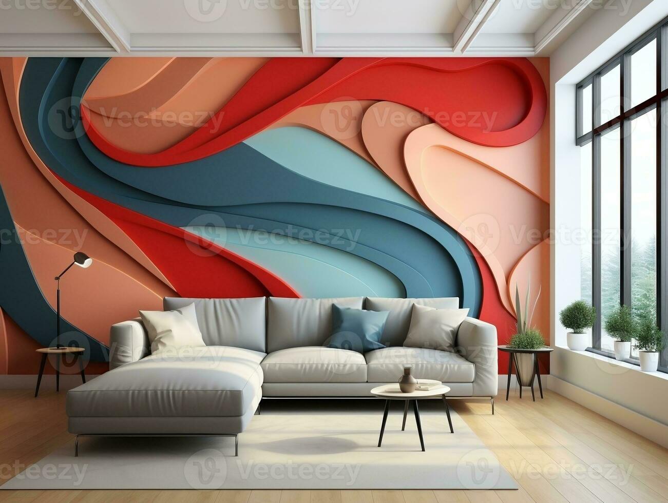 Abstract seamless pattern geometric shape sleek and modern interior graphic pattern for a living room accent wall generative ai photo
