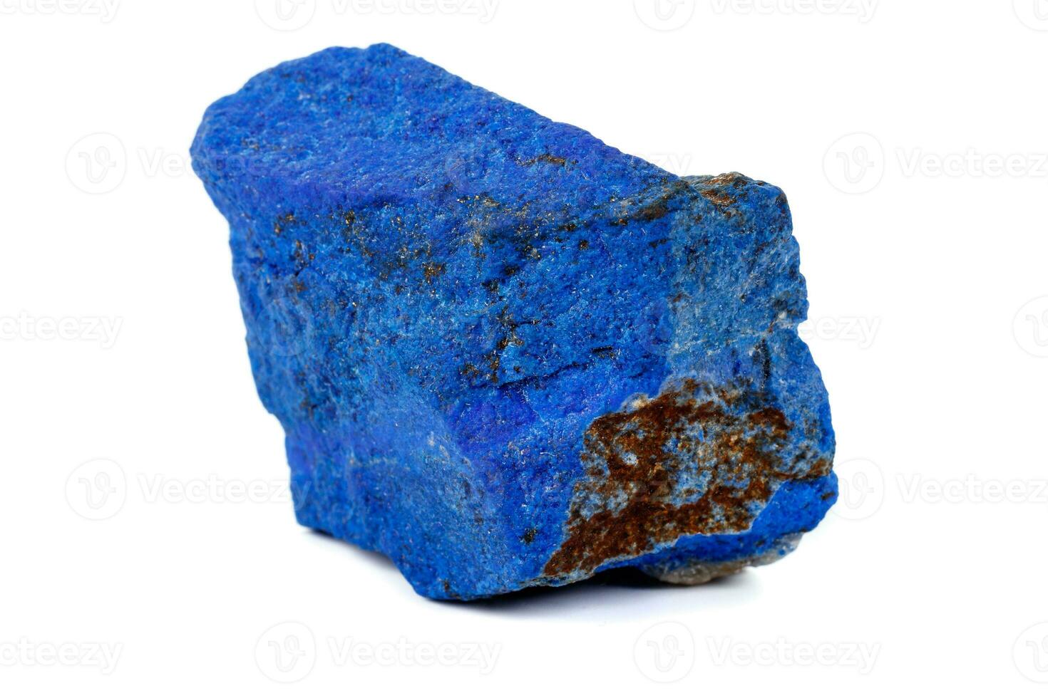 Macro Azurite mineral stone with Pyrite inserts on a white background photo