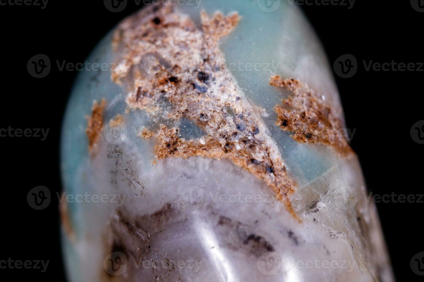 Macro Mineral Stone Amazonite on a black background photo