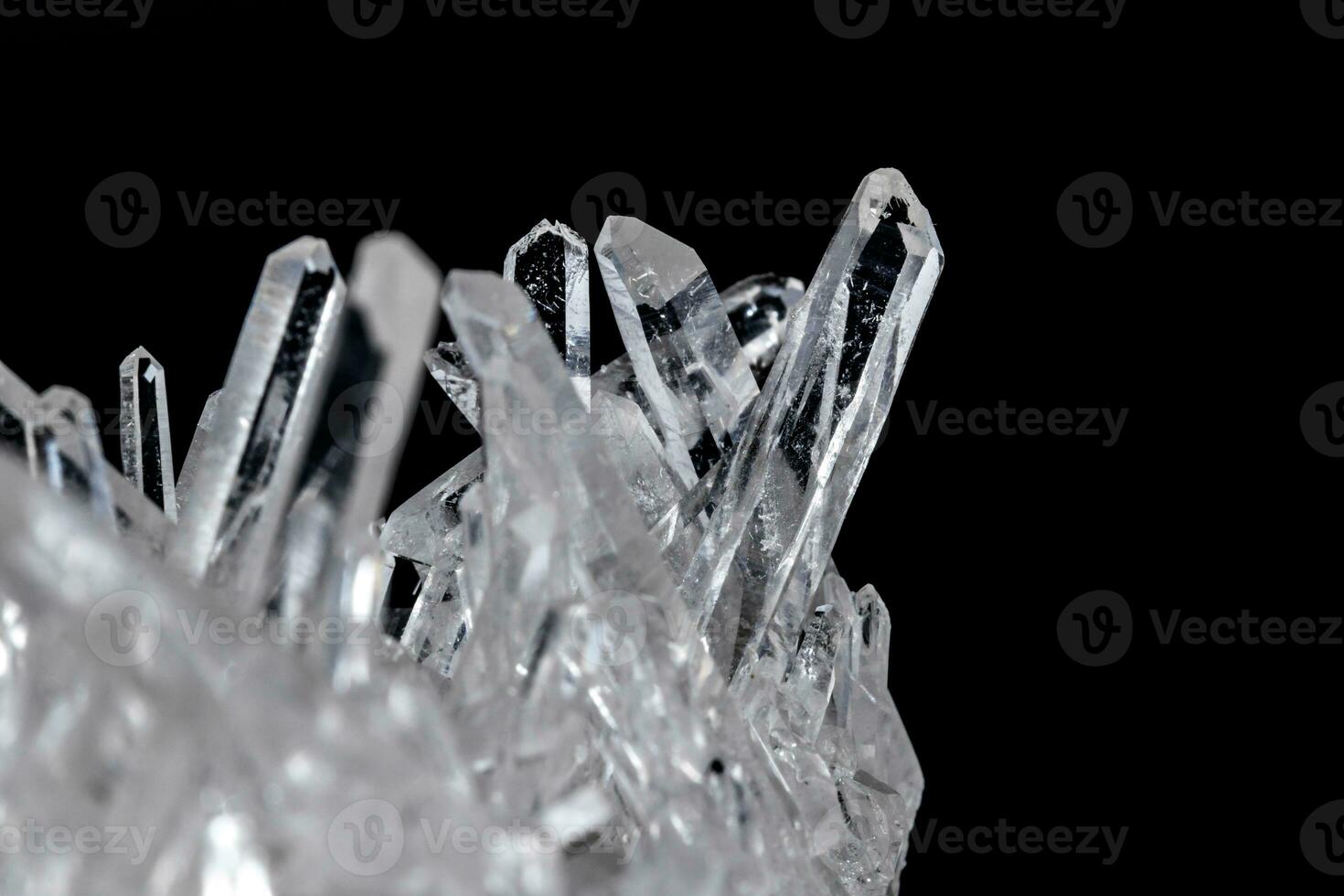 Macro Mineral Stone Rhinestone in Crystals on a Black Background photo