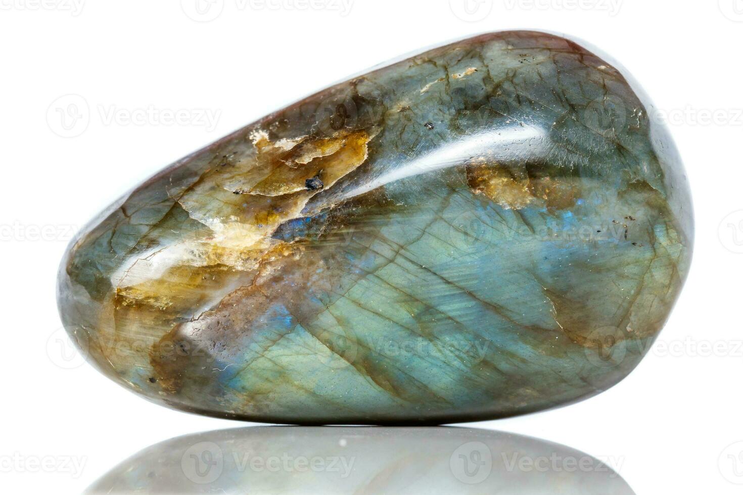 Macro mineral stone Labradorite on white background photo