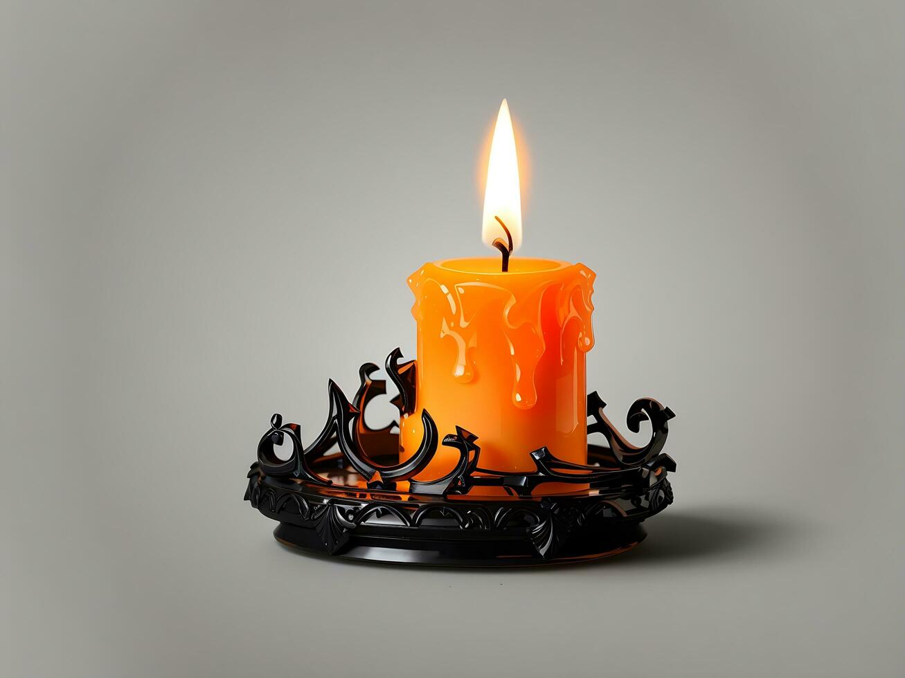 Red candle isolated on transparent background. Burning candle, melt. Home decoration. Gothic style, Generate AI photo