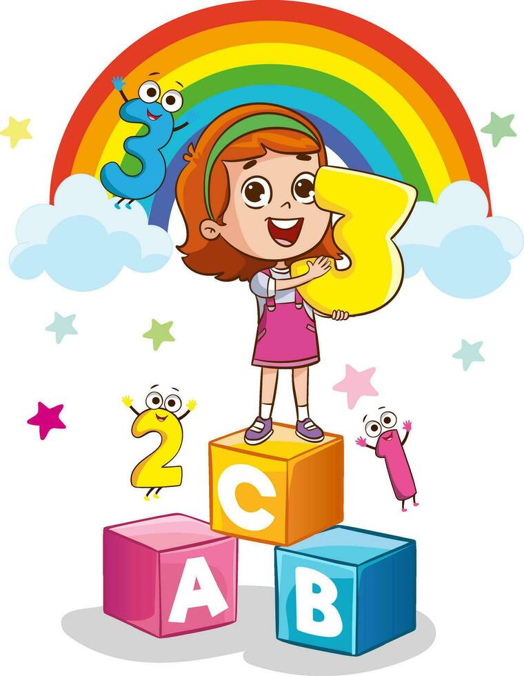 vector illustration of Education Concept With Funny School Child