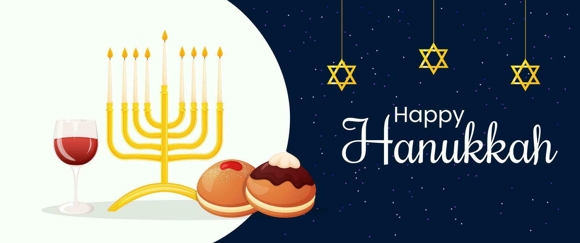 Happy Hanukkah greeting vertical banner vector