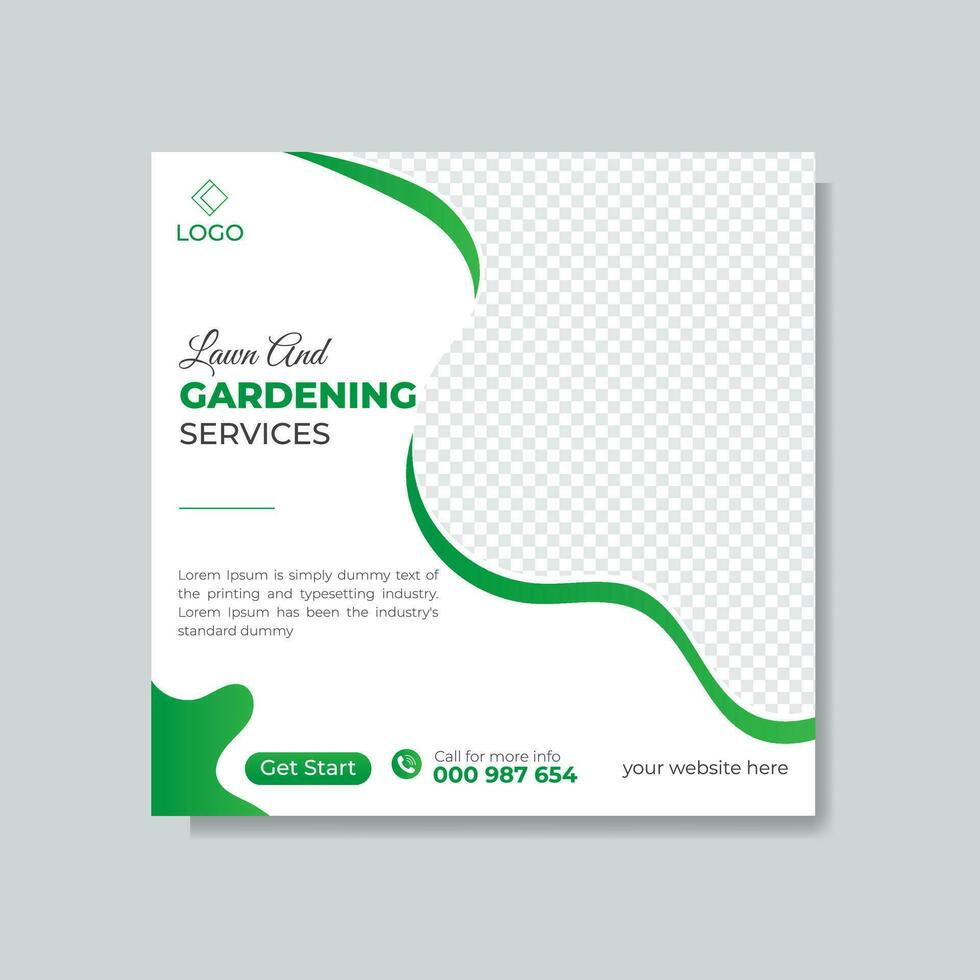 Gardening social media post design template. vector