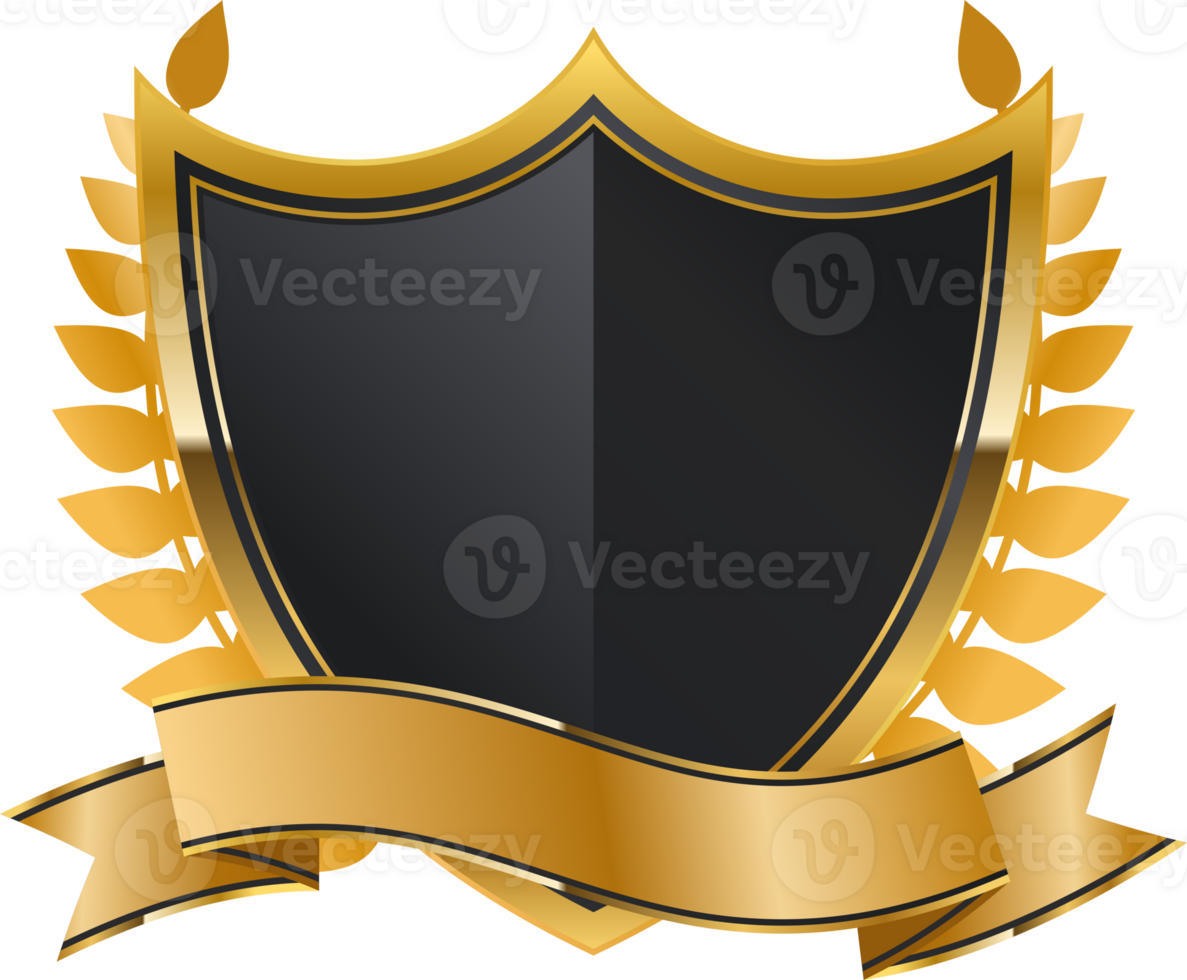 Black gold luxury shield badge png