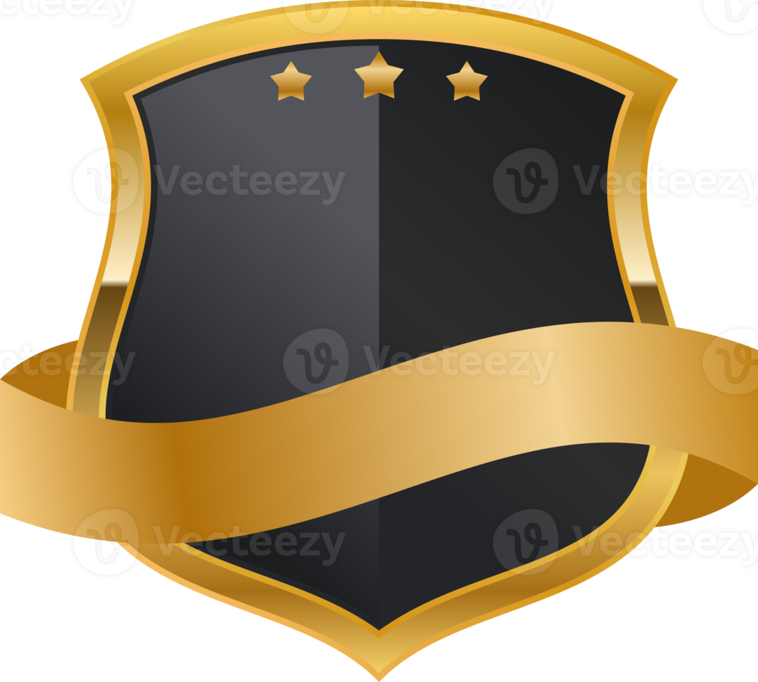 Black gold luxury shield badge png