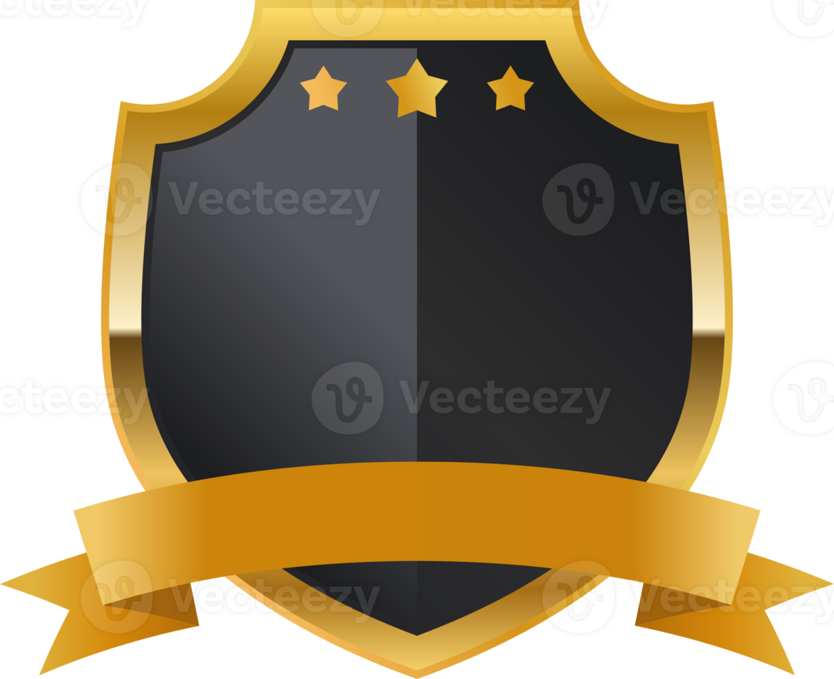 Black gold luxury shield badge png