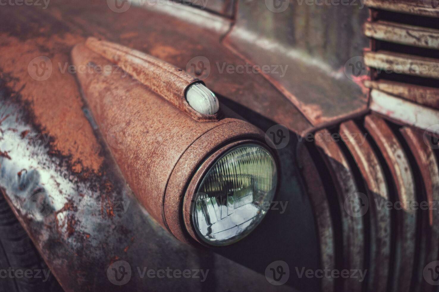 Vintage, classic rat rod v8 with a rust effect photo